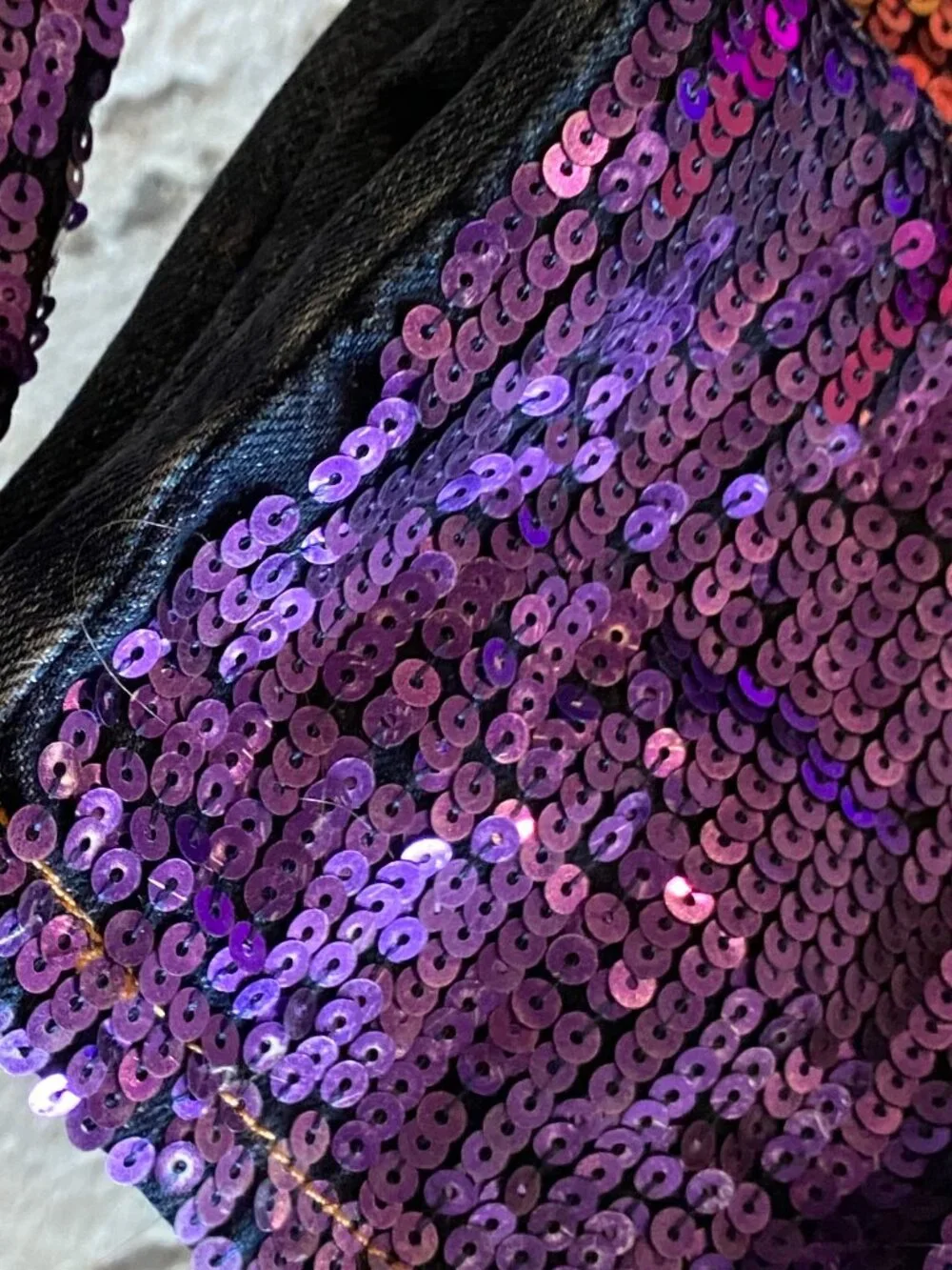 Topshop Hayden Moto Rainbow Sequin Destroyed Distressed Crop Jeans
